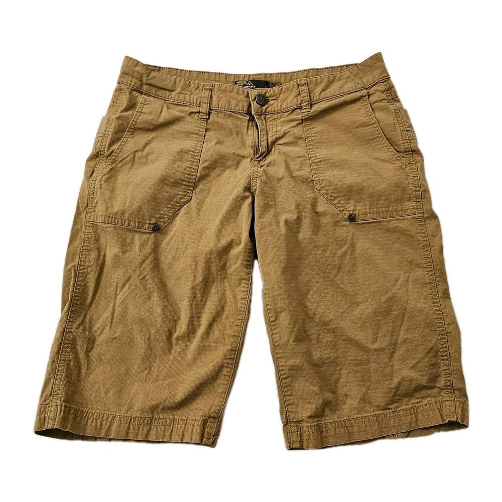 Prana Halle Shorts Womens 6 Brown Hiking Stretch Bermuda Outdoors Ripstop 12"